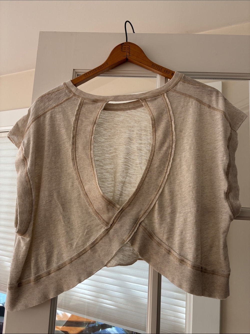 Free People Open-Back Cropped Tee in Light Beige